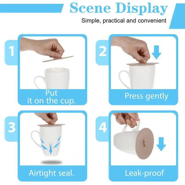 Alt view image 5 of 7 - Silicone Lids for Cups, 6Pcs Silicone Cup Covers, Colored Universal Cup Lids, Reusable Mug Cover, Food Grade Dust-proof Airtight Seal Lids for Mugs Tea Cups Coffee Cup