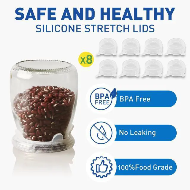 Alt view image 3 of 5 - Extra Small Silicone Stretch Lids 2 Inch Reusable Silicone Jar Cover lids to Fit 2 Inch to 2.4 Inch Small Yogurt Jars,Milk Bottles,Cans 8 Pack