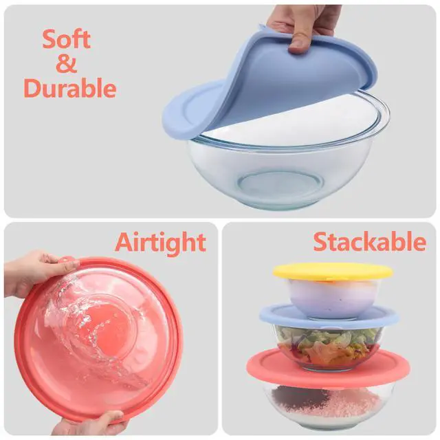 Alt view image 4 of 7 - Silicone Replacement Lids for Pyrex Smart Essentials Prepware 325 Rimmed Glass Mixing Bowl, Food Grade Silicone, Sturdy & Durable Cover, Dishwasher & Microwave Safe - 1 Pack