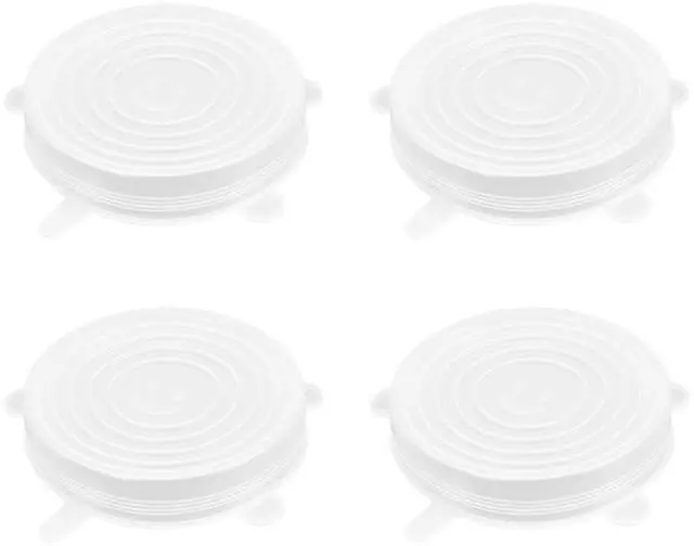 Main image of 4 Pack 4.5in Reusable Silicone Stretch Lids, Silicone Bowl Covers for Food Storage, Universal Stretchable Lids for Containers Produce, Elastic Expandable Seal Cover, Microwave Freezer Safe