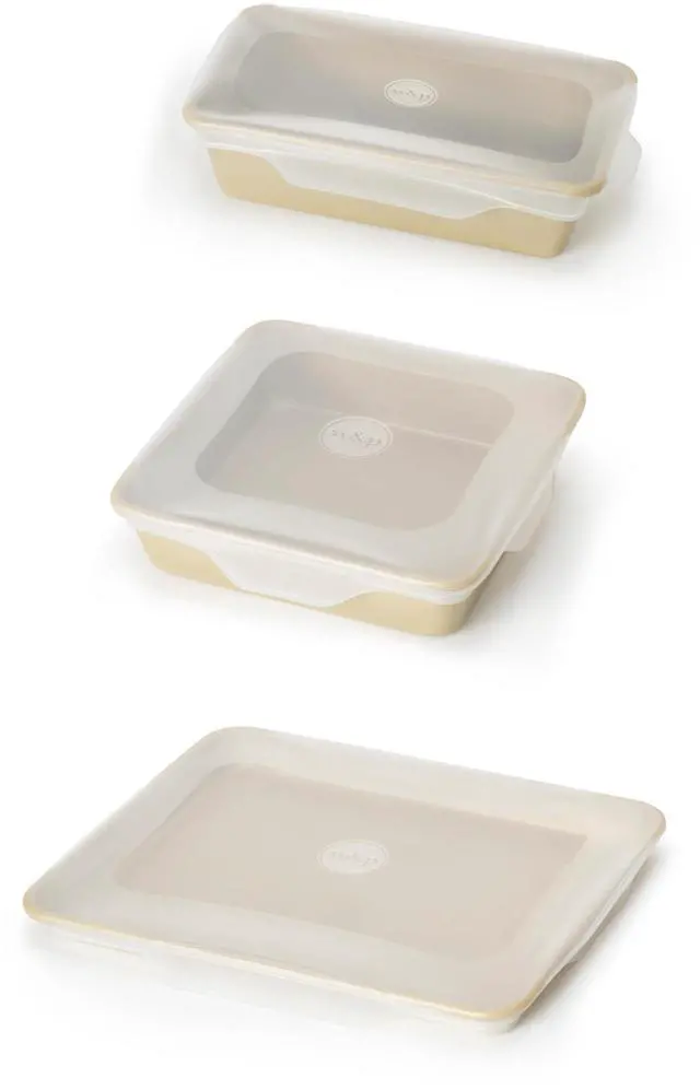 Main image of Reusable Silicone Stretch Lid, Set of 3 Casserole (9x13), Brownie (8x8), Loaf (5 x 9), Dishwasher Safe, Freezer Safe, LFGB/Premium Materials, Microwave Safe, Clear