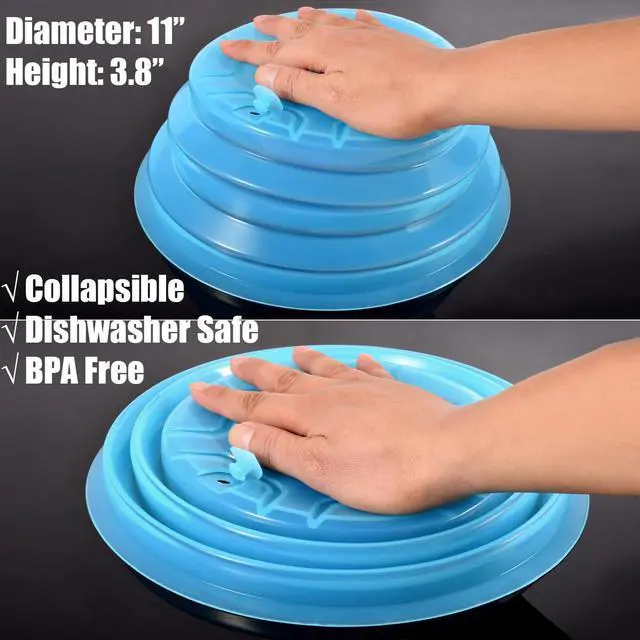 Alt view image 3 of 7 - Collapsible Silicone Microwave Plate Cover Splatter Guard, Dishwasher Safe & BPA Free, 11, Blue