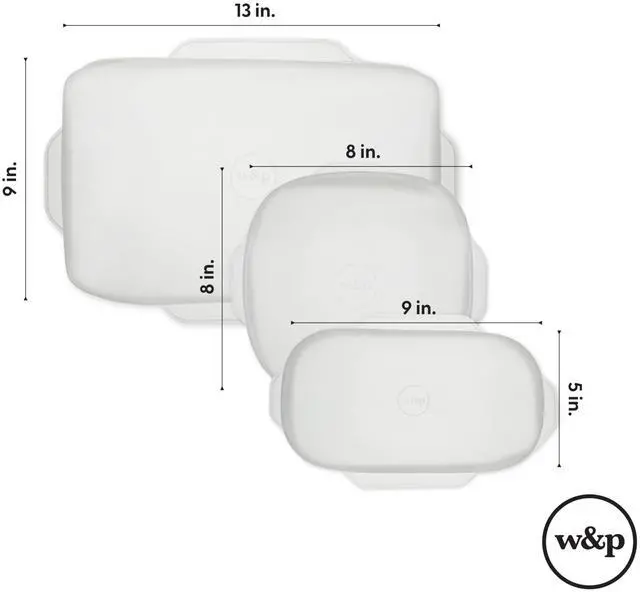 Alt view image 6 of 7 - Reusable Silicone Stretch Lid, Set of 3 Casserole (9x13), Brownie (8x8), Loaf (5 x 9), Dishwasher Safe, Freezer Safe, LFGB/Premium Materials, Microwave Safe, Clear