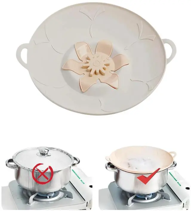 Main image of Reusable Silicone Spill Stopper Lid Boil-Over Safeguard for Pots & Saucepans, Universal Anti-Overflow Cover for Soup, Pasta, Chai, Tea & Milk, Multi-Function Tool, BPA-Free, Heat Resistant