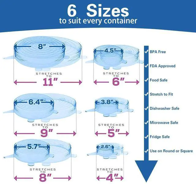 Alt view image 2 of 7 - Silicone Stretch Lids, Durable & Eco-Friendly Elastic Lids
