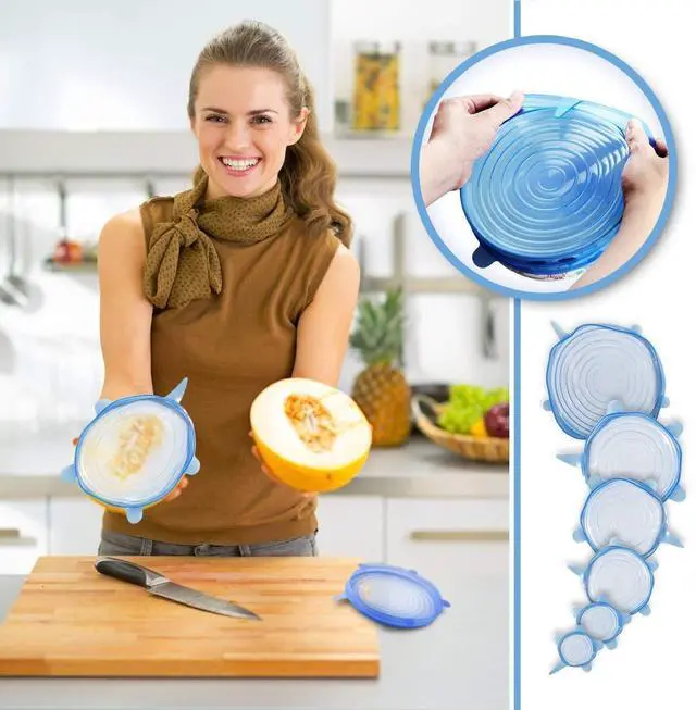 Alt view image 6 of 7 - Silicone Stretch Lids, Durable & Eco-Friendly Elastic Lids