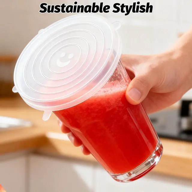 Alt view image 5 of 6 - Reusable Silicone Stretch Lids for Food Storage Six Specifications of Reusable Silicone Bowl Cover Silicon Container Lid Covers for Various Food Containers Leftover Food Fruit Bowls