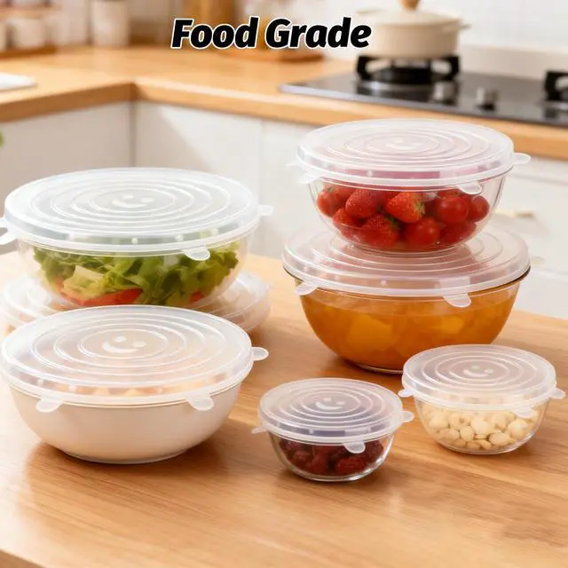 Alt view image 6 of 6 - Reusable Silicone Stretch Lids for Food Storage Six Specifications of Reusable Silicone Bowl Cover Silicon Container Lid Covers for Various Food Containers Leftover Food Fruit Bowls
