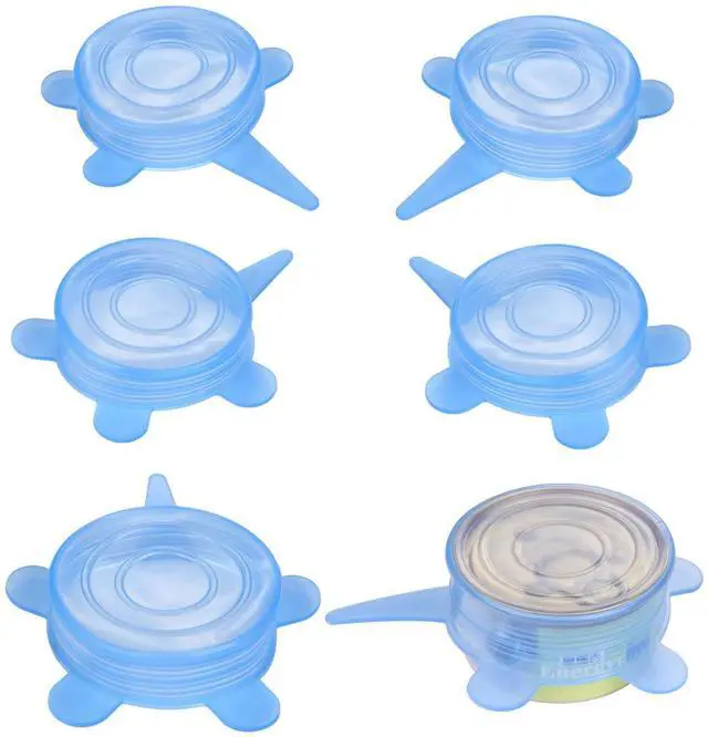 Main image of Pack Pet Food Can Cover Stretchable 1 Fit 3 Universal Size Silicone Can Lids for Dog and Cat Food Can Blue