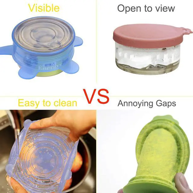 Alt view image 5 of 6 - Pack Pet Food Can Cover Stretchable 1 Fit 3 Universal Size Silicone Can Lids for Dog and Cat Food Can Blue