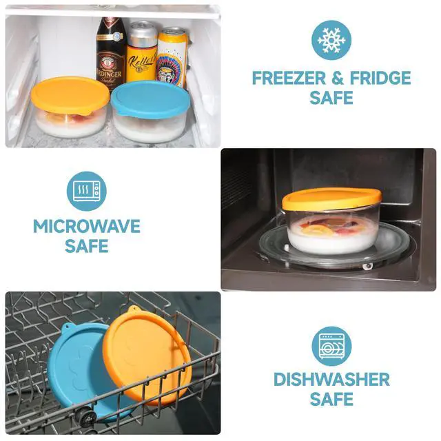 Alt view image 7 of 7 - 2 Packs Silicone Replacement Bowl Lids for Ultimate 1-Quart Glass Yogurt Containers, Reusable Yogurt Bowl Covers, Dishwasher Freezer Microwave Safe (Glass NOT Included)