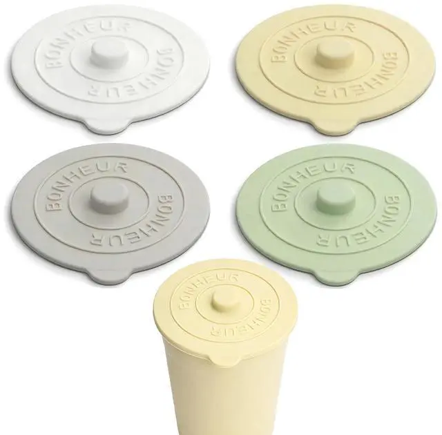 Main image of 4pcs Silicone Lids for Cups, Colorful Silicone Cup Covers Reusable Dust-Proof Airtight Seal Cup Covers Flexible Mug Cover for Hot Drinks Outdoors & Indoors (Light Colour)