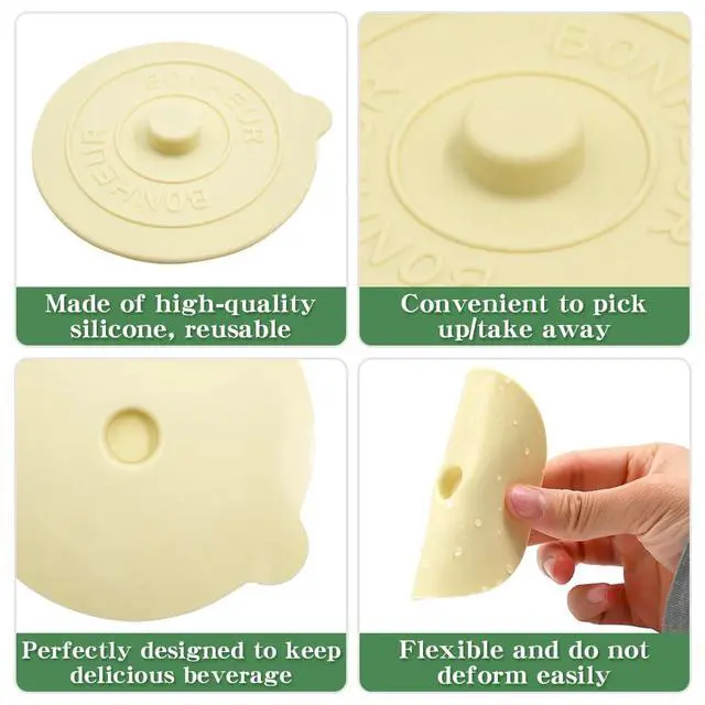 Alt view image 5 of 7 - 4pcs Silicone Lids for Cups, Colorful Silicone Cup Covers Reusable Dust-Proof Airtight Seal Cup Covers Flexible Mug Cover for Hot Drinks Outdoors & Indoors (Light Colour)