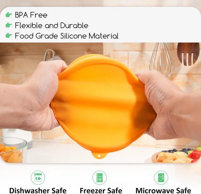 Alt view image 4 of 7 - Cup Round Silicone Storage Cover Lids Replacement for Anchor Hocking and Pyrex 7201-PC Glass Bowls (Container not Included) (Mix) 4 Pack