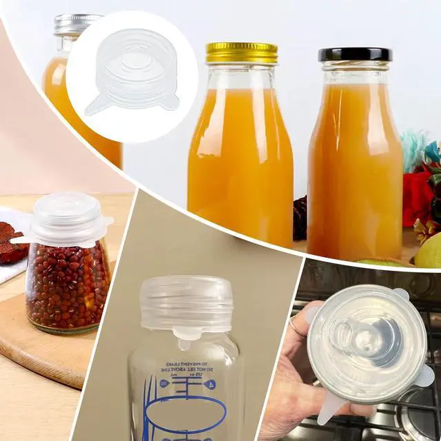 Alt view image 6 of 7 - 50PCS Small Silicone Stretch Lids 2 Inch Reusable Silicone Jar Cover lids to Fit 2 Inch to 2.7 Inch Expandable Food Storage Covers for Milk Bottles, Yogurt Jars, Cans Lids Small