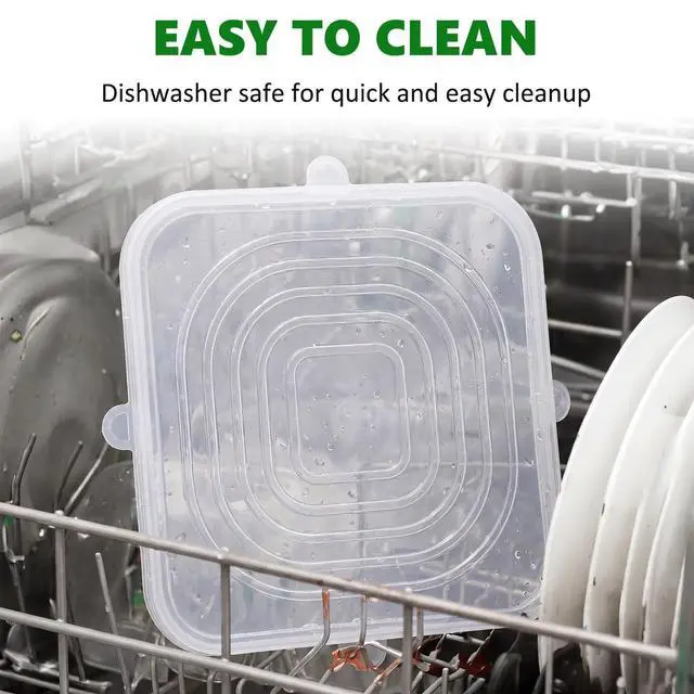 Alt view image 4 of 6 - 2 Pcs 9x9 Inch Silicone Bakeware Lids, Reusable Safe Storage Lids Square Replacement Cover Stretchable for Baking Dishes, Casserole Dishes, Cake Pan, Freezer, Microwave Safe Food Cover