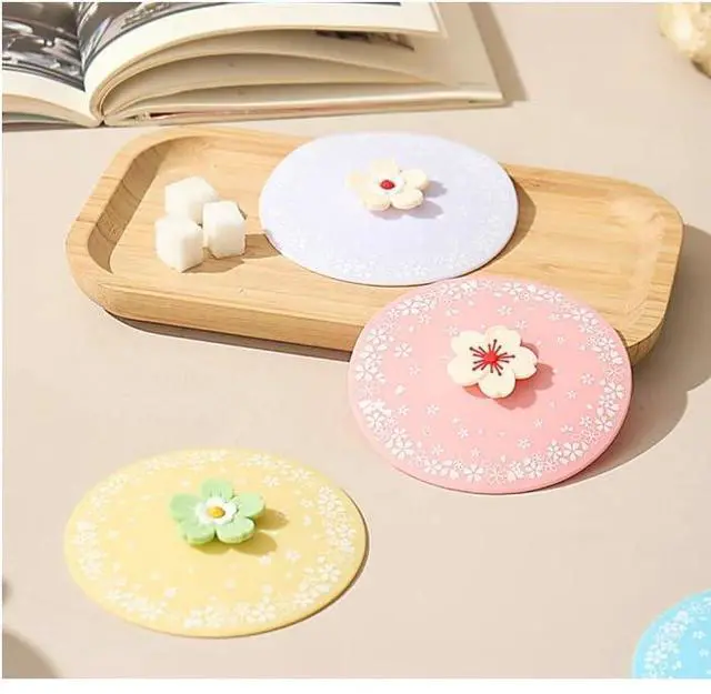 Alt view image 5 of 6 - PCS Silicone Cup Covers for Drinks, Multicolored Anti-Dust Cup Lids Food Grade Dust-proof Airtight Seal Lids for Mug Tea Coffee (Yellow, Bule)