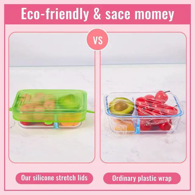 Alt view image 4 of 7 - 30 Pieces Silicone Stretch Lids Rectangle Reusable Silicone Lids Microwave Cover for Food Storage 6 Different Sizes for Square and Rectangle Containers Microwave Freezer Dishwasher Safe