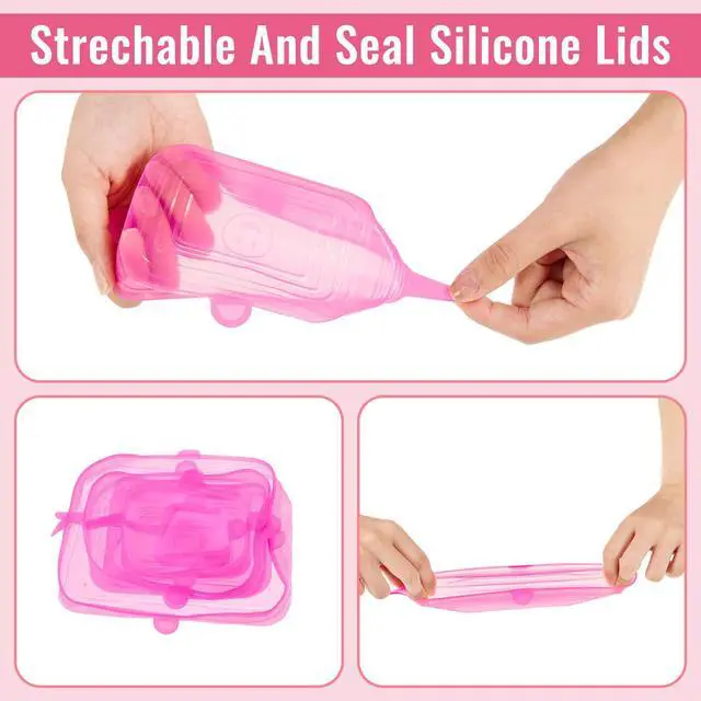 Alt view image 5 of 7 - 30 Pieces Silicone Stretch Lids Rectangle Reusable Silicone Lids Microwave Cover for Food Storage 6 Different Sizes for Square and Rectangle Containers Microwave Freezer Dishwasher Safe