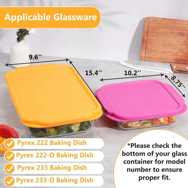 Alt view image 2 of 7 - Silicone Lids for Pyrex 222233222-D233-D Glass Baking Dish, 2 Pack Silicone Lid for Pyrex Glass Dish, Dishwasher & Freezer & Microwave Safe (Baking Dish Not included)