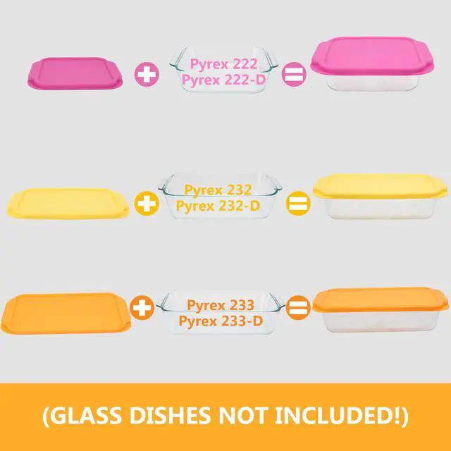 Alt view image 4 of 7 - Silicone Lids for Pyrex 222233222-D233-D Glass Baking Dish, 2 Pack Silicone Lid for Pyrex Glass Dish, Dishwasher & Freezer & Microwave Safe (Baking Dish Not included)