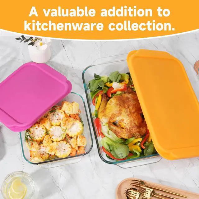 Alt view image 6 of 7 - Silicone Lids for Pyrex 222233222-D233-D Glass Baking Dish, 2 Pack Silicone Lid for Pyrex Glass Dish, Dishwasher & Freezer & Microwave Safe (Baking Dish Not included)