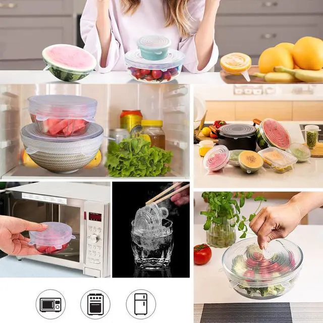 Alt view image 7 of 7 - 12 Pcs Rectangular Silicone Food Covers, 6 Sizes Reusable Leftover Stretch Lids, Airtight Food Storage Covers Safe in Dishwasher and Microwave, Adjustable Dish Lids, Kitchen Gadgets (Rectangular)