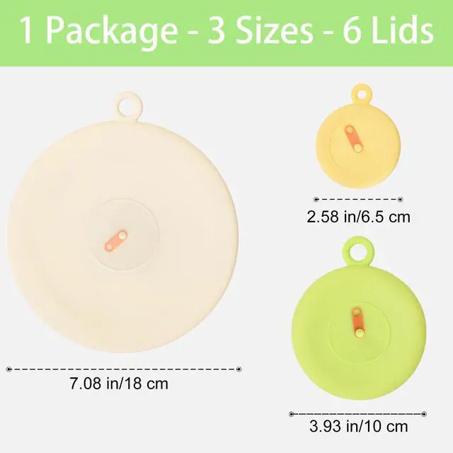 Alt view image 2 of 7 - Silicone Stretch Lids for Food Storage, Reusable Stretch and Seal Lids with Easy-open Pull Tab and Day Indicator, 6 Pcs Silicone Dustproof and Fresh-keeping Covers Set for Cups/Cans/Jars/Bowls