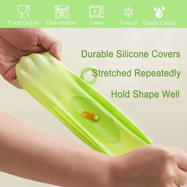 Alt view image 4 of 7 - Silicone Stretch Lids for Food Storage, Reusable Stretch and Seal Lids with Easy-open Pull Tab and Day Indicator, 6 Pcs Silicone Dustproof and Fresh-keeping Covers Set for Cups/Cans/Jars/Bowls
