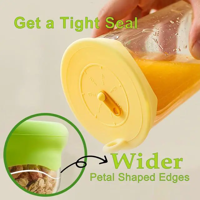 Alt view image 3 of 7 - Silicone Stretch Lids for Food Storage, Reusable Stretch and Seal Lids with Easy-open Pull Tab and Day Indicator, 6 Pcs Silicone Dustproof and Fresh-keeping Covers Set for Cups/Cans/Jars/Bowls