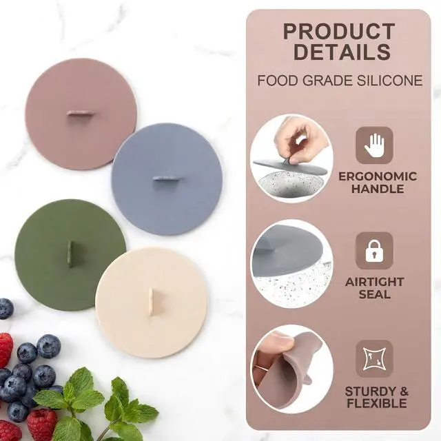 Alt view image 3 of 7 - 4pcs Silicone Cups Cover Lids, Universal Reusable Drink Cup Lids, Dust-proof Airtight Seal Mug Cover for Tea Cups Coffee Cup- White & Green & Gray & Brown
