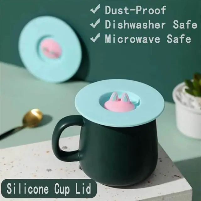 Alt view image 4 of 6 - 6 Pcs Cat Ear Silicone Cup Lids, Dustproof Covers for Mugs and Cups