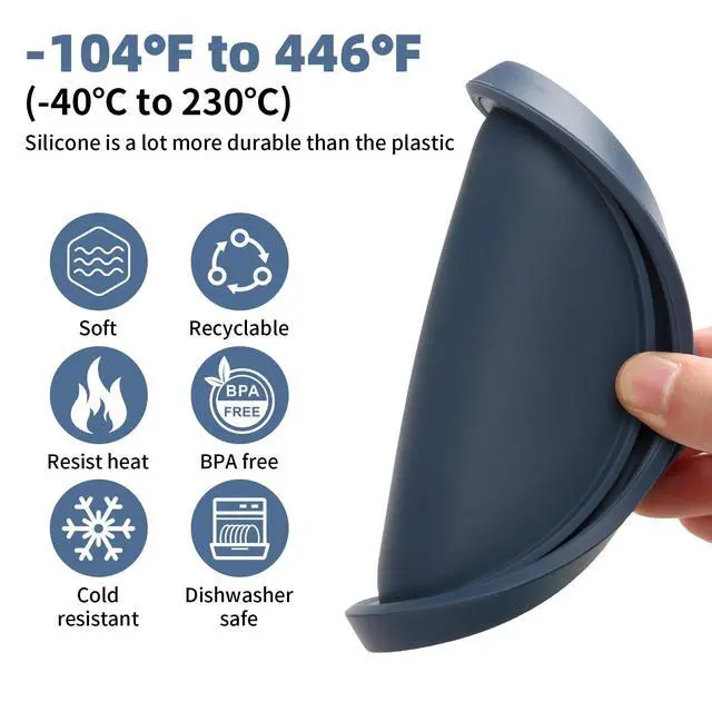 Alt view image 2 of 7 - Replacement Lids for Pyrex 7200-PC 2 Cup, Silicone Round Storage Cover Lid for Anchor Hocking Glass Bowl 2 Pack Dark Blue