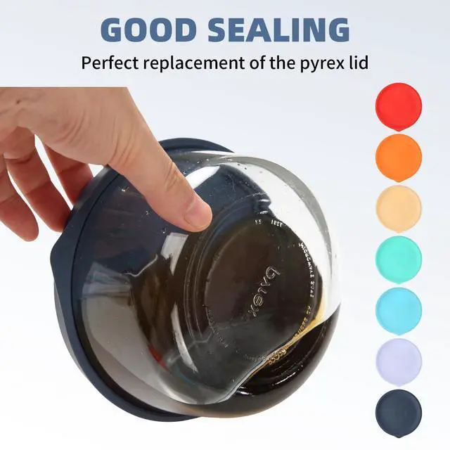 Alt view image 3 of 7 - Replacement Lids for Pyrex 7200-PC 2 Cup, Silicone Round Storage Cover Lid for Anchor Hocking Glass Bowl 2 Pack Dark Blue