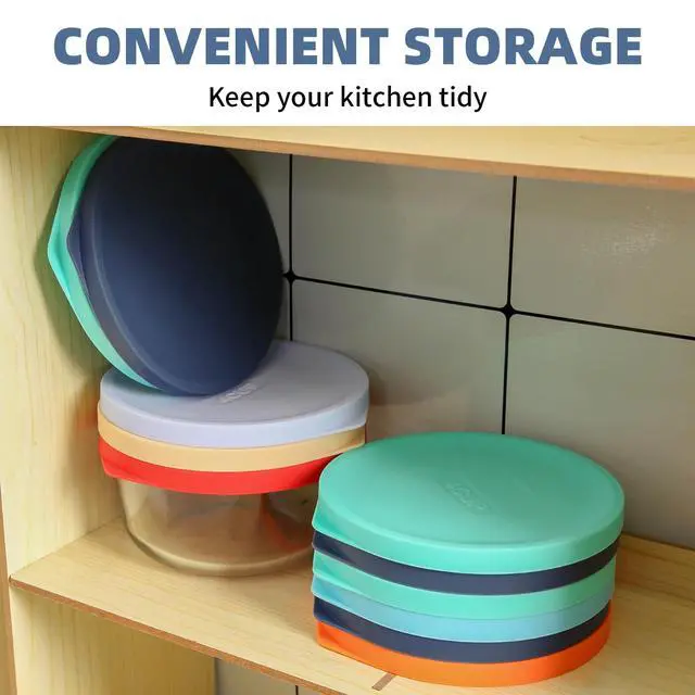 Alt view image 6 of 7 - Replacement Lids for Pyrex 7200-PC 2 Cup, Silicone Round Storage Cover Lid for Anchor Hocking Glass Bowl 2 Pack Dark Blue