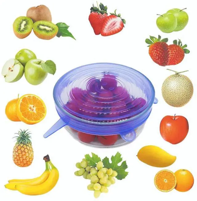 Alt view image 2 of 7 - 12pack, Silicone Stretch Lids,Blue and white, Reusable Food Storage Covers, Various Sizes