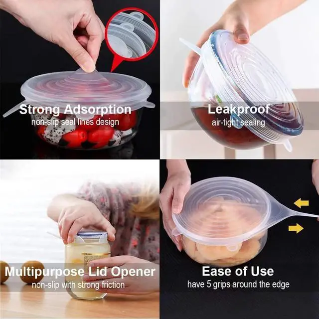 Alt view image 6 of 7 - 12pack, Silicone Stretch Lids,Blue and white, Reusable Food Storage Covers, Various Sizes