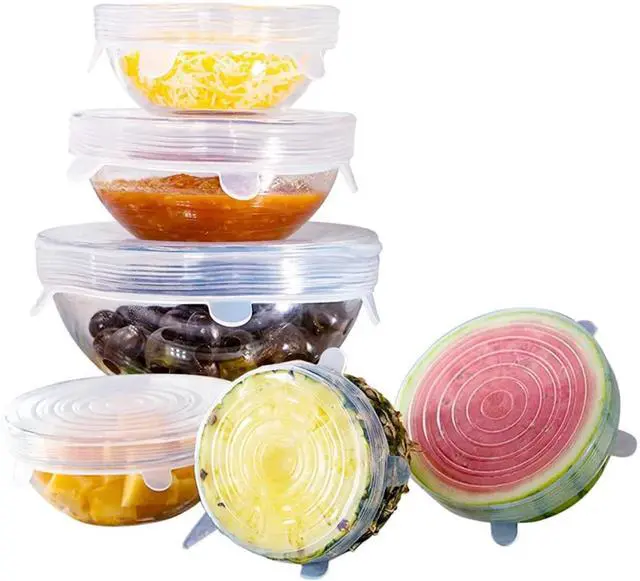 Alt view image 7 of 7 - 12pack, Silicone Stretch Lids,Blue and white, Reusable Food Storage Covers, Various Sizes