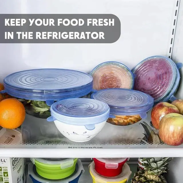 Alt view image 5 of 7 - 12pack, Silicone Stretch Lids,Blue and white, Reusable Food Storage Covers, Various Sizes
