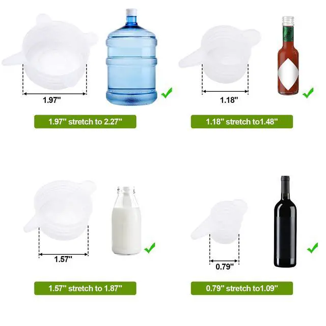 Alt view image 2 of 5 - Silicone Stretch Lids,Reusable Silicone Seal lid,Suitable for Small Size Bottle Lid(12 Pack)