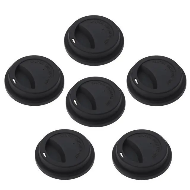 Main image of PCS Silicone Drinking Lid, Reusable Coffee Cup Covers/Lids (Fits Cup Rim 3.46-3.62 Inches / 8.8-9.2cm), Microwave & Dishwasher Safe - Black
