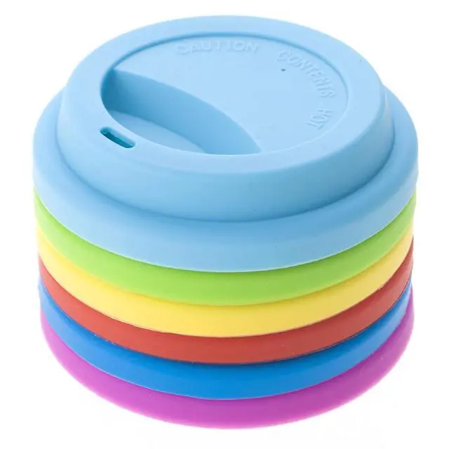 Alt view image 4 of 7 - PCS Silicone Drinking Lid, Reusable Coffee Cup Covers/Lids (Fits Cup Rim 3.46-3.62 Inches / 8.8-9.2cm), Microwave & Dishwasher Safe - Black