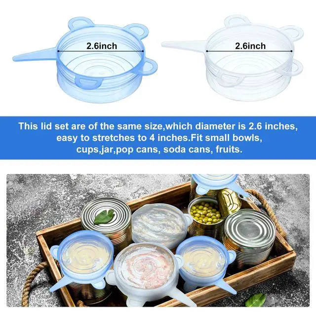 Alt view image 2 of 7 - Pieces Silicone Stretch Can Lids Reusable Expandable Jar Lid Soda Beer Cans Round Elastic Container Food Storage Covers for Mug Cup Small Bowl Fruits Vegetables Storage