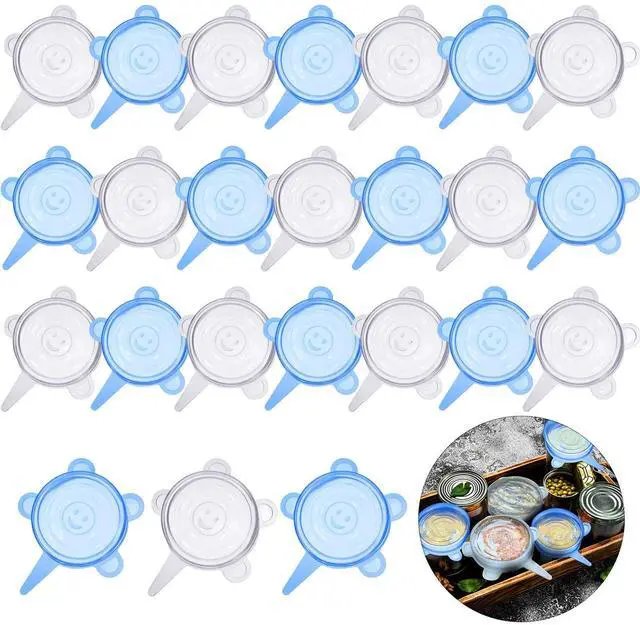 Main image of Pieces Silicone Stretch Can Lids Reusable Expandable Jar Lid Soda Beer Cans Round Elastic Container Food Storage Covers for Mug Cup Small Bowl Fruits Vegetables Storage