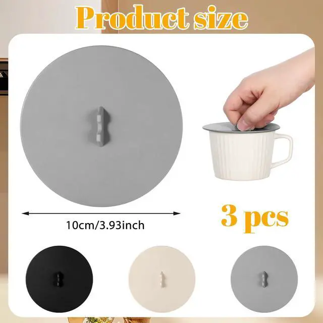 Alt view image 2 of 7 - 3 Pcs Mug Cover, Silicone Cup Lids Reusable Mug and Cup Covers Food Grade Anti-dust Airtight Seal Lids for Mugs, Tea Cups, Coffee Cups