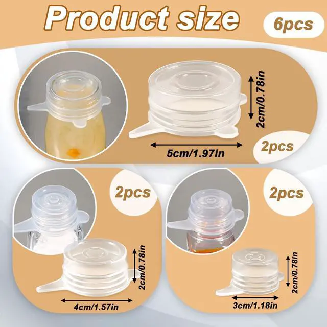 Alt view image 2 of 7 - 6 Pcs Small Silicone Stretch Lids Reusable Silicone Stretch Cover 3 Sizes Fit to 1.2 Inch to 2.4 Inch Small Jars, Food Cans, Bottles