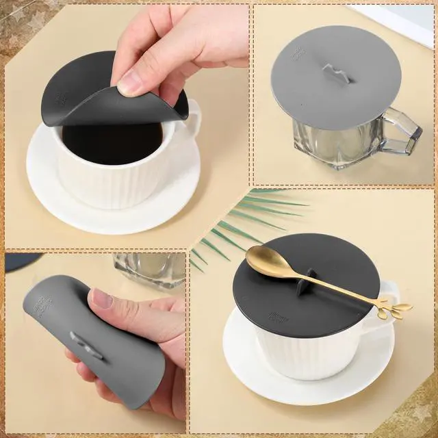 Alt view image 5 of 7 - 3 Pcs Mug Cover, Silicone Cup Lids Reusable Mug and Cup Covers Food Grade Anti-dust Airtight Seal Lids for Mugs, Tea Cups, Coffee Cups