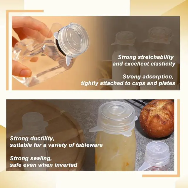 Alt view image 3 of 7 - 6 Pcs Small Silicone Stretch Lids Reusable Silicone Stretch Cover 3 Sizes Fit to 1.2 Inch to 2.4 Inch Small Jars, Food Cans, Bottles