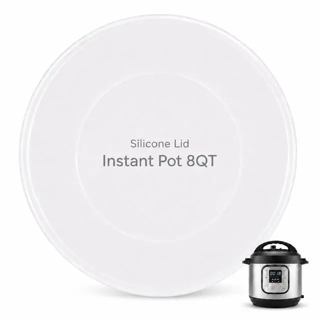 Main image of Silicone Lid for Instant Pot 8 Quart, Airtight Inner Pot Cover for Food Storage, Reusable, Microwave & Freezer Safe, Dishwasher Safe, TranslucentTransparent White, 8QT)
