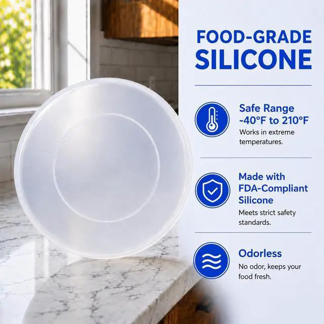 Alt view image 6 of 7 - Silicone Lid for Instant Pot 8 Quart, Airtight Inner Pot Cover for Food Storage, Reusable, Microwave & Freezer Safe, Dishwasher Safe, TranslucentTransparent White, 8QT)